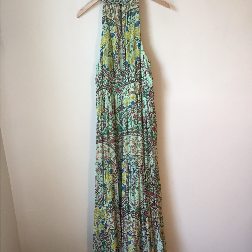 Anthropologie Somerset Halter Maxi Green Floral with Pockets Dress NWT - Picture 3 of 7